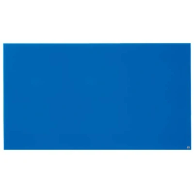 Image of Nobo Glass Magnetic Whiteboard with Removable Pen Tray, 1900 x 1000 mm, InvisaMount Mounting System, Impression Pro, Blue, 1905190