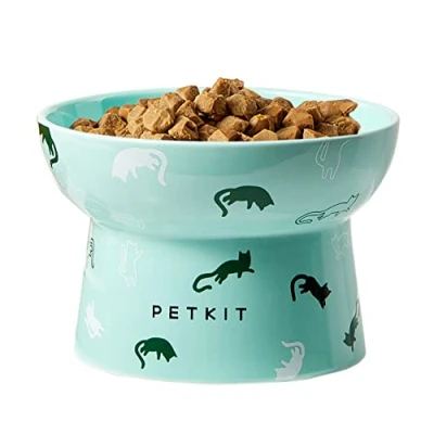 Image of PETKIT Raised Cat Bowl, Ceramic Food Bowl Elevated, Stress Free, Anti Vomiting, Backflow Prevention Dog Water Dishwasher and Microwave Safe