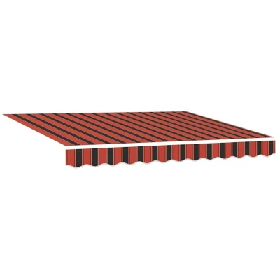 Image of vidaXL Manual Retractable Awning with LED Orange and Brown 300x250 cm