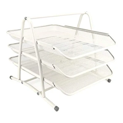 Image of Leviatan Metal Storage Compartments Office Desk Organizer Document Drawers A4 Tray Mesh Drawer Organization System Pearl