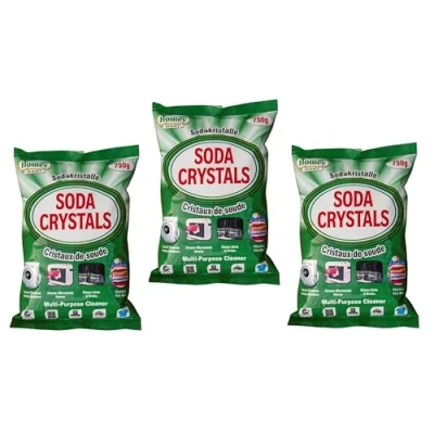 Image of Pack of 3 x Soda Crystals 750g Multipurpose Cleaner Clothes Washing Cleans Machine Sinks &amp; Drains Blockage free Laundry Water Softener Stain Remover