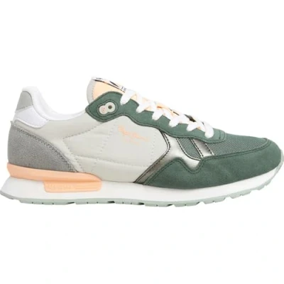 Image of Pepe Jeans BRIT CAMP Trainers, Women&#039;s, Size: 3, Casting green Leather/synthetics