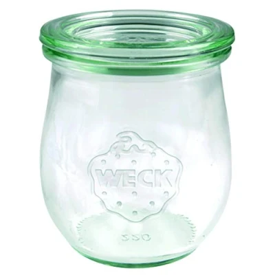 Image of Weck 58307 Tulip Shaped Jars 220 ml (Pack of 12) with Clips and Rubber Lid, Diameter 60 mm, Preserving Jars, Dessert Jam