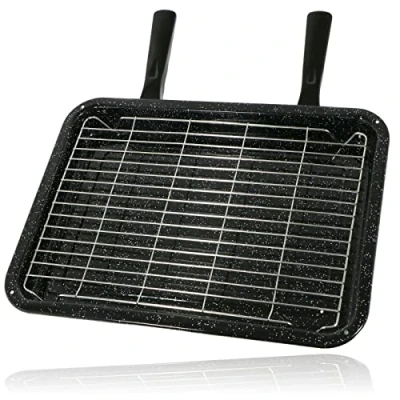 Image of SPARES2GO Large Grill Pan, Rack &amp; Dual Detachable Handles for Neff Oven Cookers