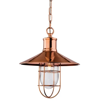 Image of Crescent 1 Light Wire Ceiling Pendant Copper, E27