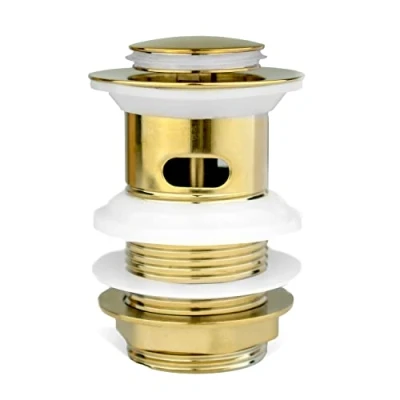 Image of Xcel Home Gold Slotted Click Clack Waste Replacement Basin Brass Pop Up Mushroom Sink Plug Standard G 1 1/4&quot; BSP connection pc (Standard)