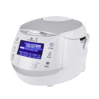 Image of Yum Asia Sakura Rice Cooker with Ceramic Bowl and Micom Fuzzy Logic / 6 Cooking Functions, Multicooker Motouch LED Display (1.5 Litre) 220 240V UK/EU Power (White Silver)