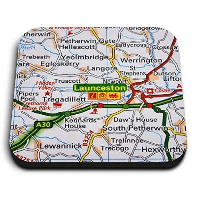 Image of 1 x Square MDF Fridge Magnet Launceston England Travel UK GB 45521