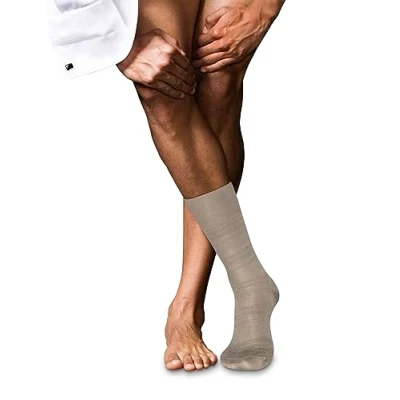 Image of FALKE Men&#039;s Highshine M SO Silk Cotton Patterned 1 Pair Socks, Beige (Corn 4096), 5.5 6.5