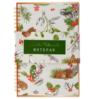 Image of Puckator XMEMO92 Christmas Floral Spiral Bound A5 Lined Notebook
