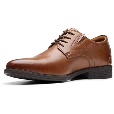 Image of Clarks Men&#039;s Whiddon Plain Oxford, Dark Tan Leather, 12 UK