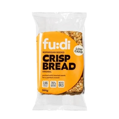 Image of fu:di Norwegian Seeded Crispbread Keto Crackers, Cheese Biscuits, With Pumpkin, Sesame and Sunflower Seeds, High Fibre (144g)