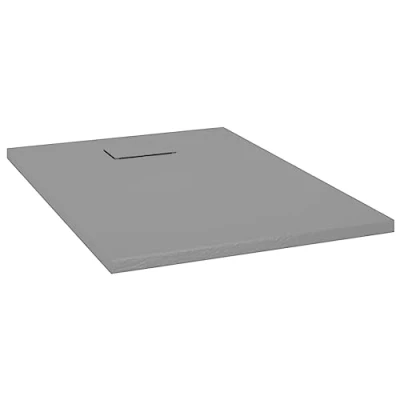 Image of vidaXL Durable SMC Shower Base Tray Stain Resistant, Scratch Low Threshold Bathroom with Stone Resin Surface, 100x70 cm, Grey