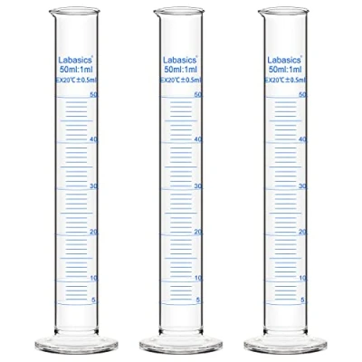 Image of Labasics 3 Pack Borosilicate Glass 50 ml Heavy Wall Graduated Cylinder Measuring