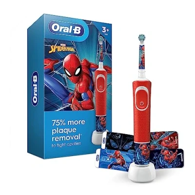 Image of Oral B Kids Electric Toothbrush Featuring Marvel&#039;s Spiderman, for 3+