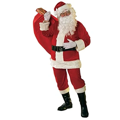 Image of Rubie&#039;s Men&#039;s Deluxe Ultra Velvet Santa Suit with Gloves Adult Sized Costumes, Red/White, XL