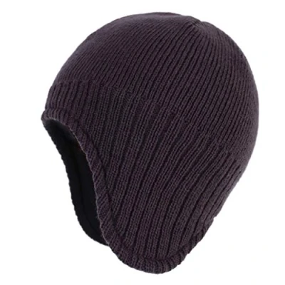 Image of Magracy Unisex Men&#039;s Outdoor Winter Knit Earflap Hat Warm Fleece Lined Peruvian Beanie Dark Grey
