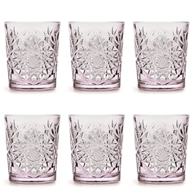 Image of Libbey Drinking Glass Hobstar Charm Lavender 355 ml / 35.5 cl 6 Pieces Vintage Design Dishwasher Safe