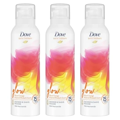 Image of Dove Bath Therapy Glow Shower and Shave Mousse with Orange Spiced Rhubarb Scent Vegan, Cruelty Free Creamy Texture Body Wash Make Your Skin Soft Re energised 200ml, 3 Pack