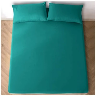 Image of Polycotton Super King Fitted Sheet (180 X 200 Cm) Soft Elasticated Corners Bed Sheets 25cm Deep Teal