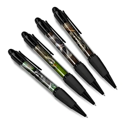 Image of DV DESIGN Set of 4 Raccoon Black Ballpoint Pens Tree Animal Nature Wildlife Wild Travel Portrait Boys Girls Men Women Theme Pen #79474