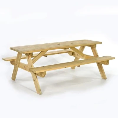 Image of BrakenStyle Wooden Marta 8 Seater Picnic Table Wood Bench for Gardens Parks Schools and Pubs 1.8 Meter Length