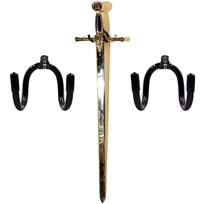 Image of Flexible Adjustable Sword, Wall Hook Sword Hanger Display Universal Holder Mount for Sword,Dagger,Axe,Keyblade, etc No Vertical/Horizontal Sturdy Enough 2 Pack