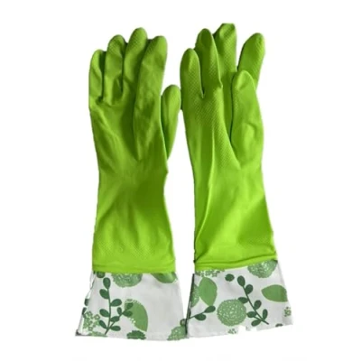 Image of HOMESHOPA Rubber Waterproof Dishwashing Gloves, Long Cuff Household Cleaning Latex Heavy Duty Cotton Flock Lining Strong &amp; Flexible, Non Slip Grip Laundry Kitchen Gardening Washing (Medium)