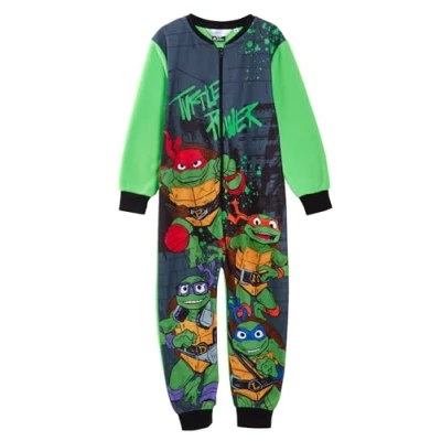 Image of Teenage Mutant Ninja Turtles Onesie Fleece Pyjamas 5 6 Years Green