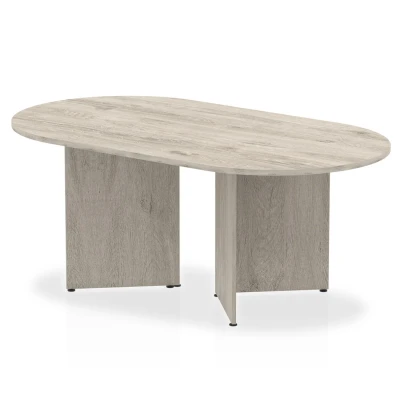 Image of Impulse 1800mm Boardroom Table Grey Oak Top Arrowhead Leg