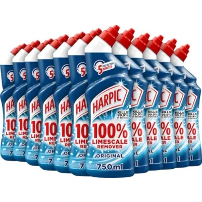 Image of Harpic Limescale Remover Original Scent, Pack 12 x 750 ml, Toilet Remover, Kills 99.9% of Bacteria