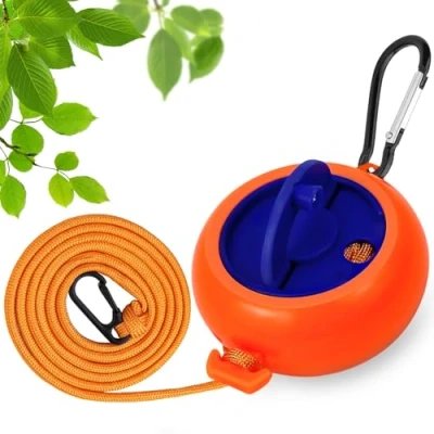 Image of Retractable Travel Clothes Line 10m Portable Laundry Rope Camping Flip Hand Crank Washing Hanger Adjustable Drying Lines (Orange)