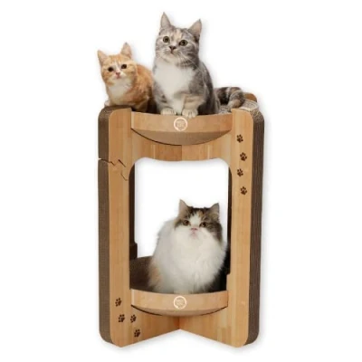Image of Necoichi Cozy Cat Scratcher Bowl, 100% Recycled Paper, Chemical Free Materials, No.1 sellr in Japan! (Tower (Oak), XL)