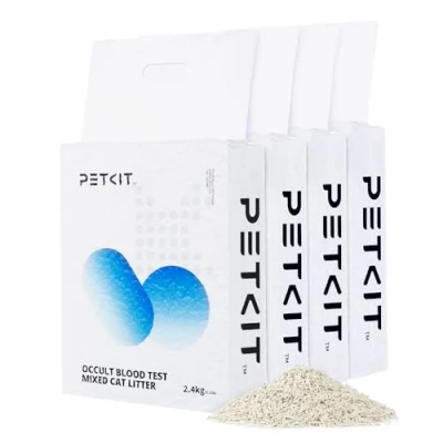 Image of PETKIT Clumping Cat Litter, 24 Litres Mixed Tofu Bentonite Litter with Urine Test Particles, Easy to Use Ultra Absorbent Odor Control and Flushable, Dust Free, Biodegradable, 4 Packs