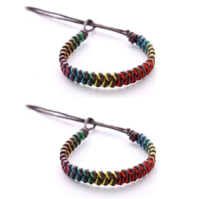 Image of DonDon 2 colourful friendship bracelets Brown Rainbow