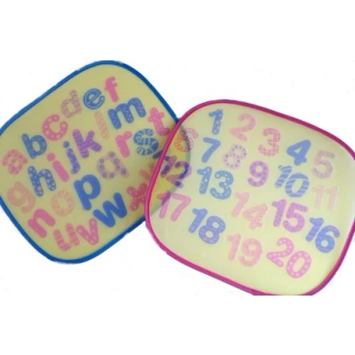 Image of 2 Printed Kids Car Sun Shades ABC &amp; ALPHABET