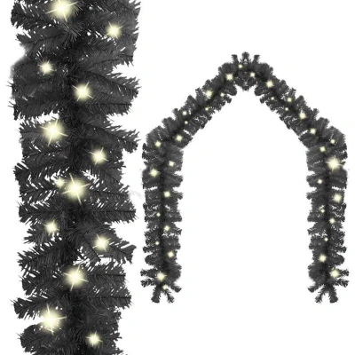 Image of &quot;vidaXL Christmas Garland with LED Lights Spectacular 10m Black Garland, Low Power Consumption 150 LEDs for a Cosy Holiday Atmosphere, PVC Material&quot;