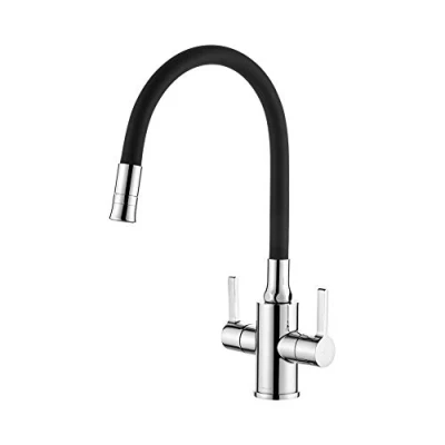 Image of Ibergrif, Kitchen Tap Mixer with 2 Spray Functions, Dual Lever Sink Flexible Spout
