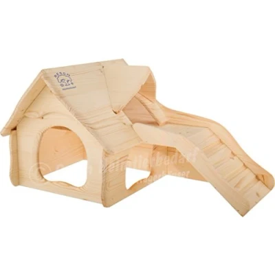 Image of RESCH Heimtierbedarf Rodent Mansion, ANIMAL_SHELTER, Wood, Guinea Pig Cage, 56 x 29.5 33 cm, Natural solid wood spruce, 2 large entrances/exits