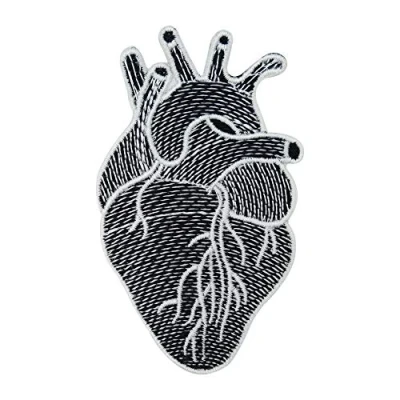 Image of Anatomical Heart in Black and White Iron on Patches Patches, Patch, Embroidery Ironable Badges Finally Home