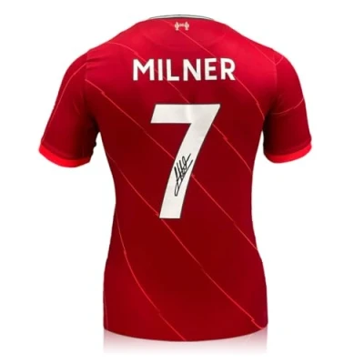 Image of Exclusive Memorabilia James Milner Signed Liverpool 2021 22 Football Shirt