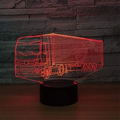 Image of 3D Truck Night Light USB Touch Switch Decor Table Desk Optical Illusion Lamps 7 Color Changing Lights LED Lamp Xmas Home Love Brithday Children Kids Toy Gift