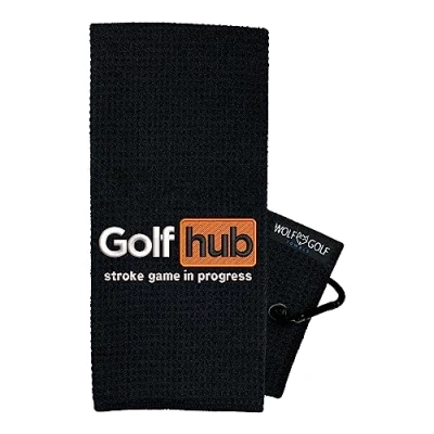 Image of Wolf Golf Towels Golfhub Towel Accessories for Men Gifts Embroidered Funny
