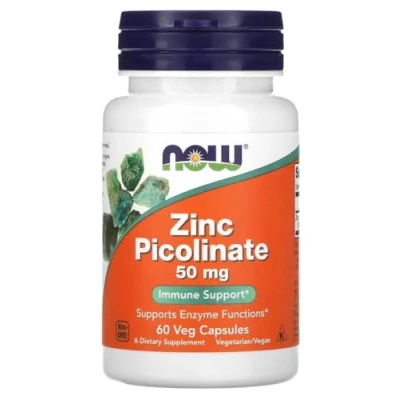 Image of Now Foods Zinc Picolinate 50mg Supports Immune and Skin Health 60 Veg Capsules