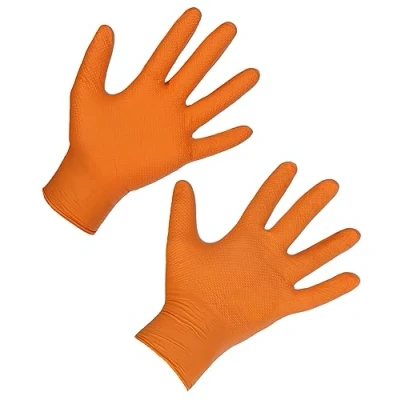 Image of Keron X Grip Nitrile Disposable Gloves 240 mm Pack of 50 Orange