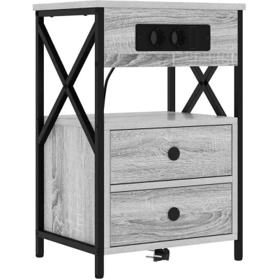 Image of vidaXL Bedside Cabinet Grey sonoma 40 x 31 60 cm Engineered wood