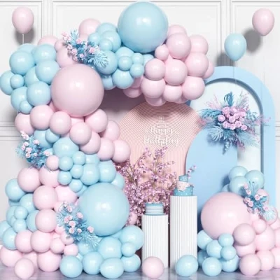 Image of 147Pcs Blue Pink Balloon Arch Kit, Pastel Gender Reveal Party Balloons Garland Kit for Birthday Bridal Baby Shower Congratulations Wedding Anniversary Decorations Supplies