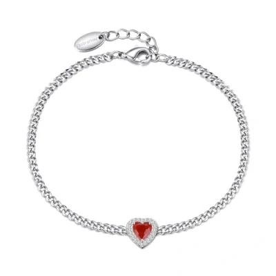 Image of Philip Jones Carnelian Heart Gemstone Bracelet Created with Zircondia® Crystals
