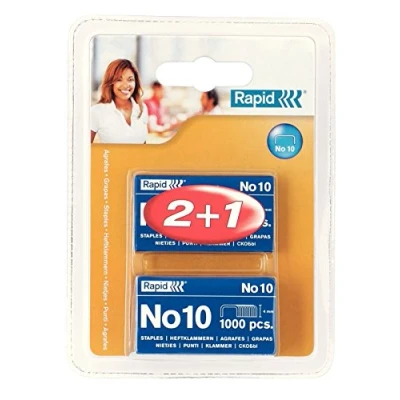 Image of Rapid No. 10 Small Staples, For Stapling up to Sheets, Use with Mini Staplers, Galvanised Wire, Pack of 3000, 20710728