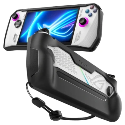 Image of Spigen Rugged Armor Protective Case Compatible with ASUS Rog Ally(23) RC71LTPU Cover Wrist Strap Shock Absorption Anti Scratch Protector Accessories Matte Black